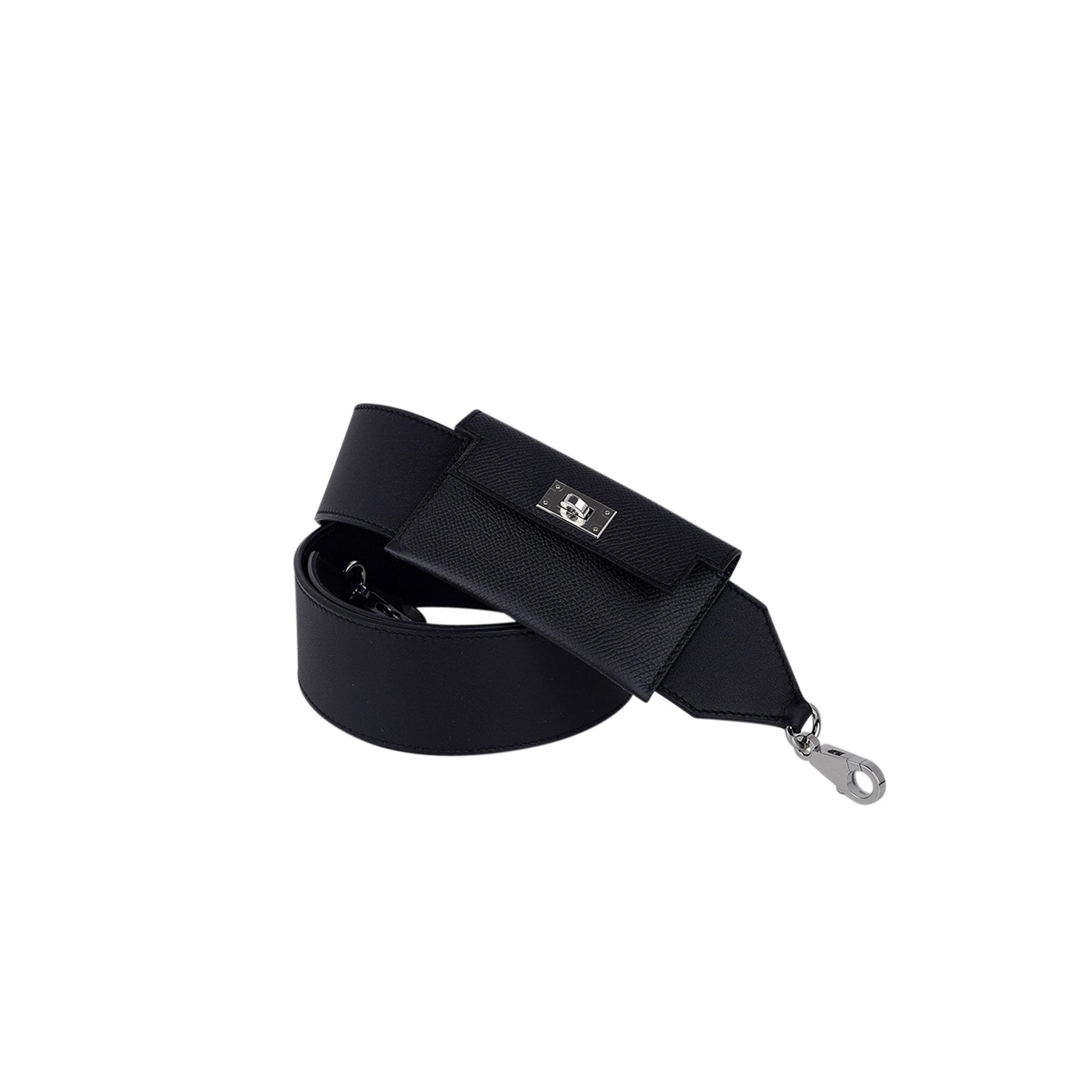 H**mes swift epsom pocket kelly shoulder strap black (5cm)